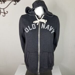 Old Navy Zipper Front Drawstring Hooded Gray Jacket‎ Size M